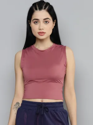 Fitkin womens mauve slim fit crop tank top
