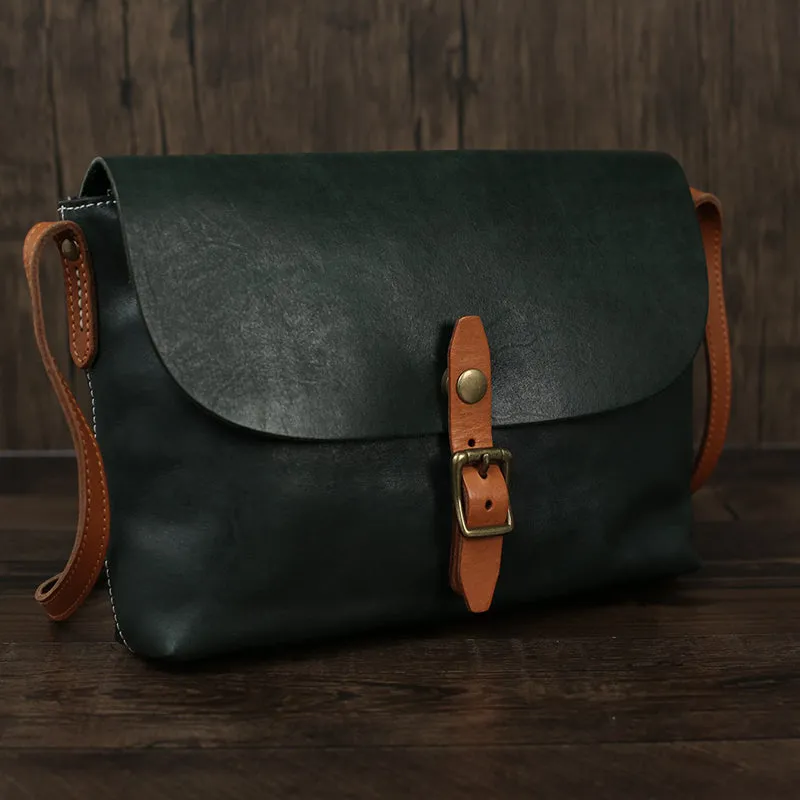Flash Sale Full Grain Leather Messenger Bag Vintage Mens Leather Crossbody Bag Men's Shoulder Bag