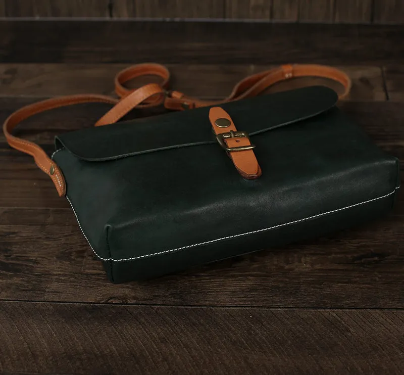 Flash Sale Full Grain Leather Messenger Bag Vintage Mens Leather Crossbody Bag Men's Shoulder Bag