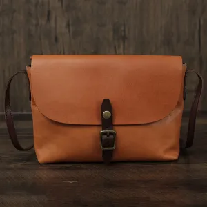 Flash Sale Full Grain Leather Messenger Bag Vintage Mens Leather Crossbody Bag Men's Shoulder Bag