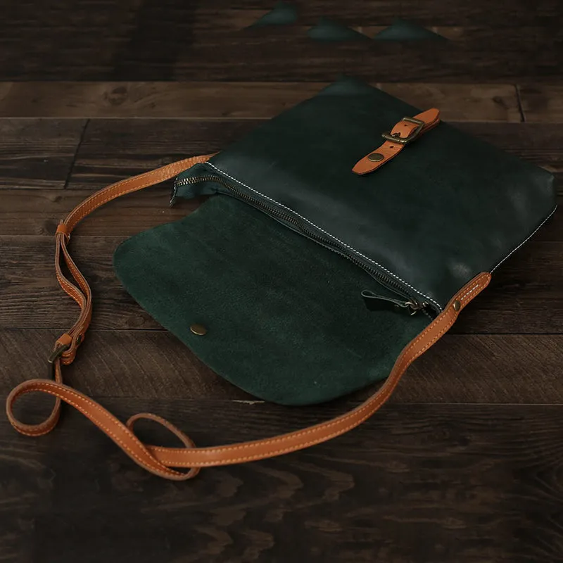 Flash Sale Full Grain Leather Messenger Bag Vintage Mens Leather Crossbody Bag Men's Shoulder Bag