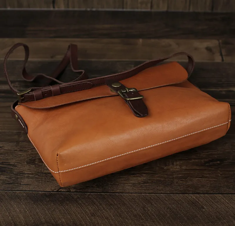 Flash Sale Full Grain Leather Messenger Bag Vintage Mens Leather Crossbody Bag Men's Shoulder Bag