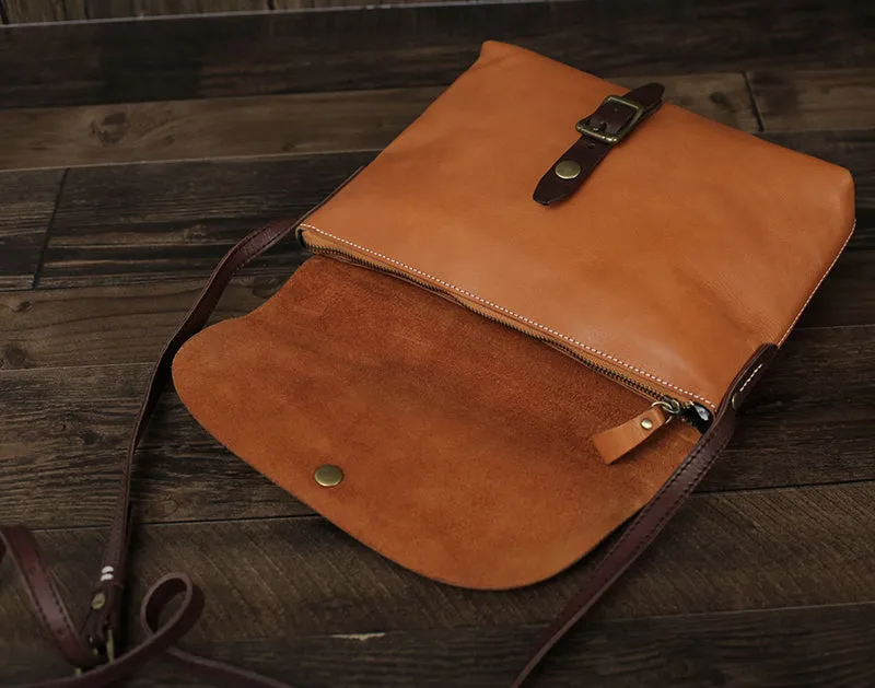 Flash Sale Full Grain Leather Messenger Bag Vintage Mens Leather Crossbody Bag Men's Shoulder Bag
