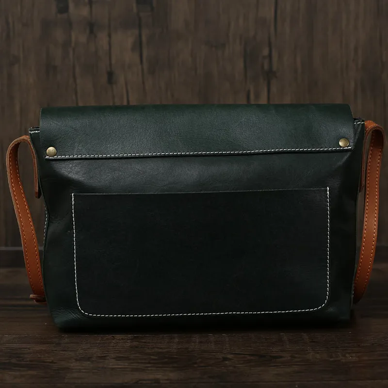 Flash Sale Full Grain Leather Messenger Bag Vintage Mens Leather Crossbody Bag Men's Shoulder Bag