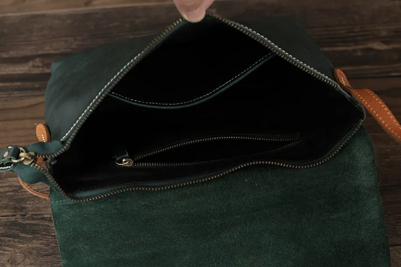 Flash Sale Full Grain Leather Messenger Bag Vintage Mens Leather Crossbody Bag Men's Shoulder Bag