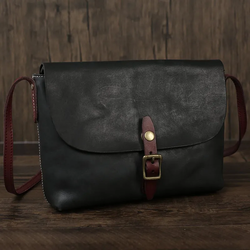 Flash Sale Full Grain Leather Messenger Bag Vintage Mens Leather Crossbody Bag Men's Shoulder Bag