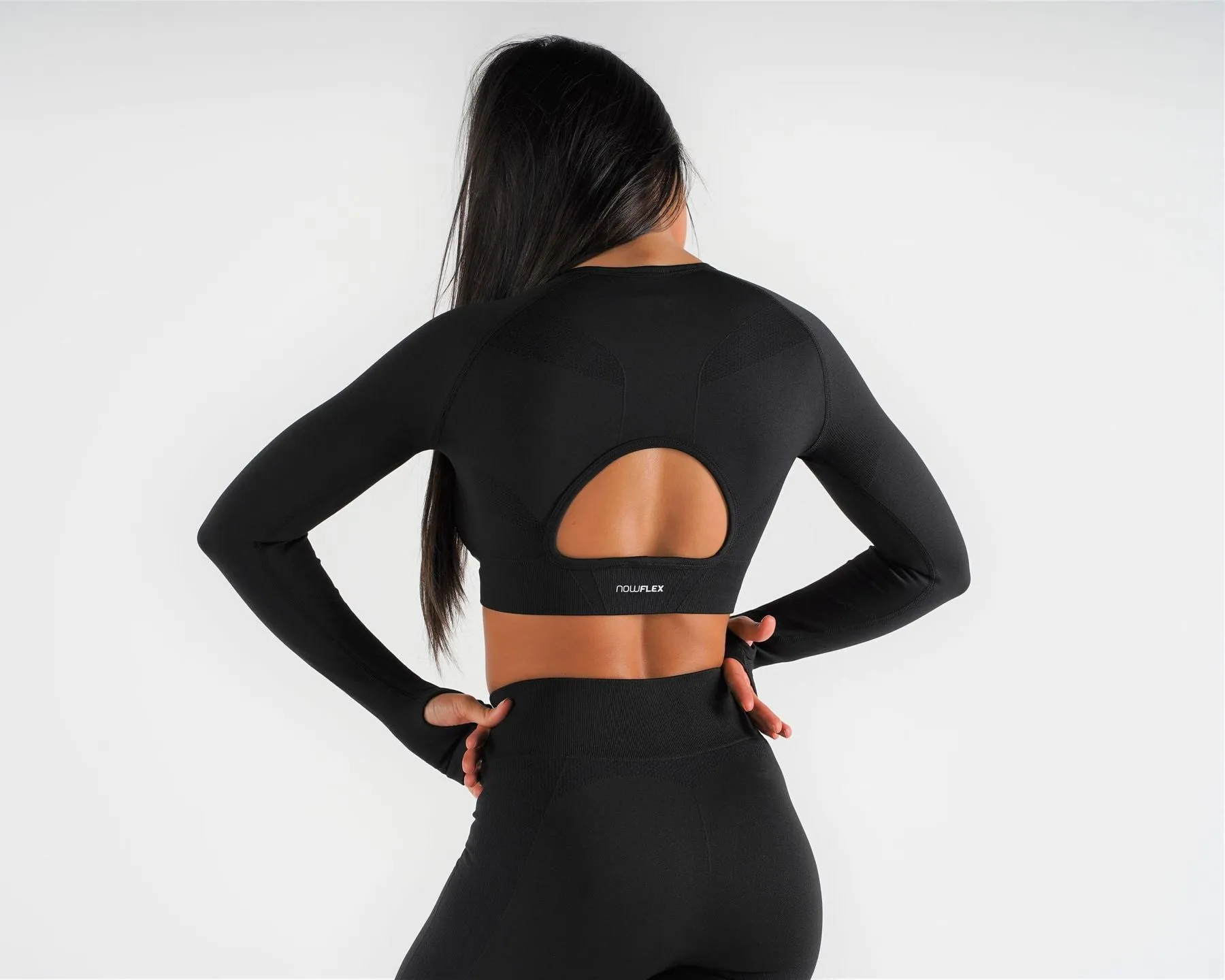 Flex Seamless Long Sleeve Crop Top - Raven