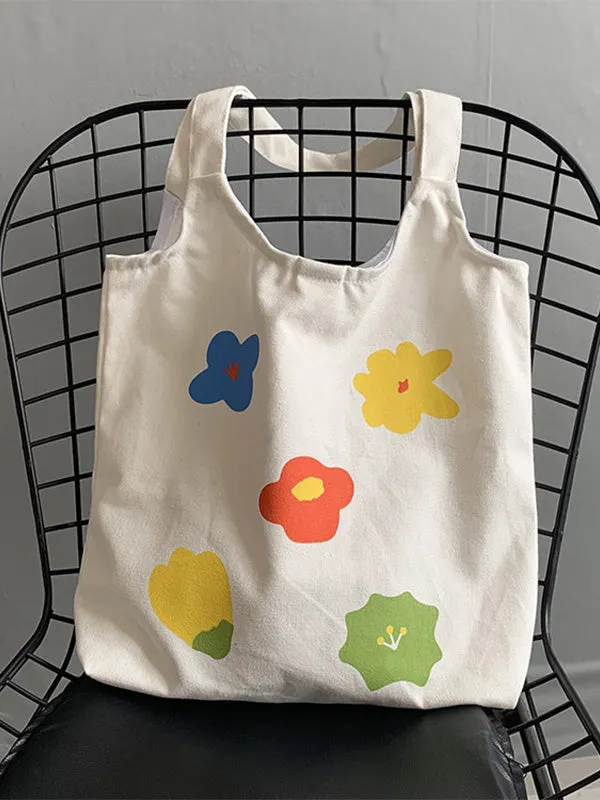 Flower Print Canvas Bag
