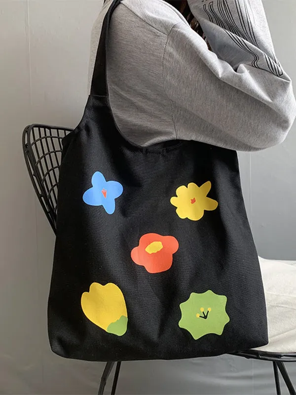 Flower Print Canvas Bag