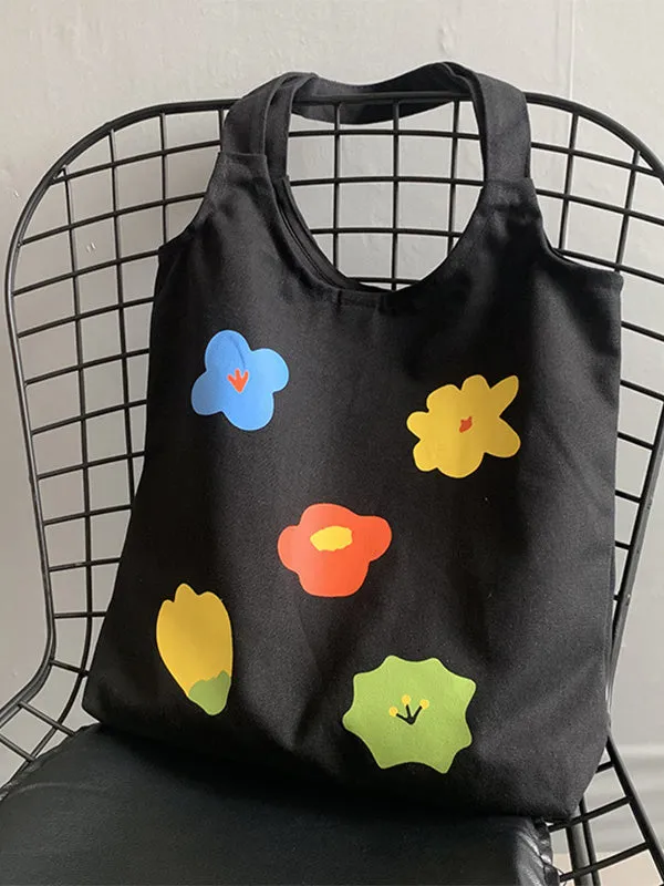 Flower Print Canvas Bag