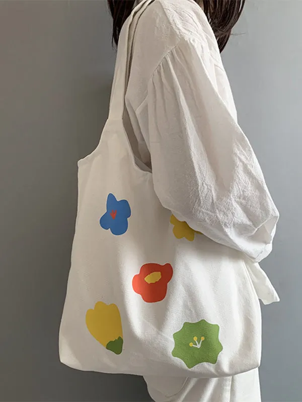 Flower Print Canvas Bag