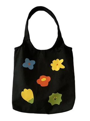 Flower Print Canvas Bag