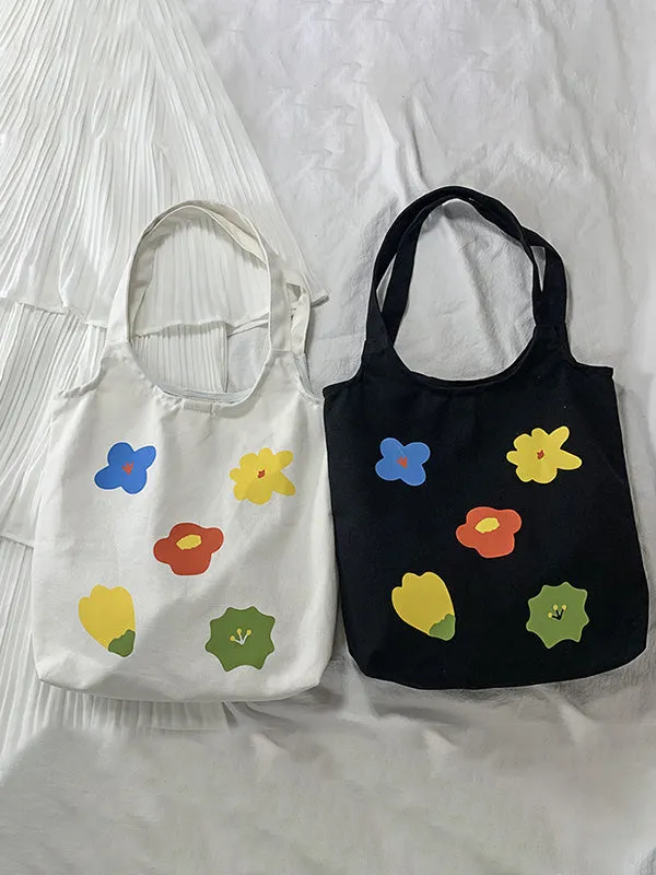 Flower Print Canvas Bag