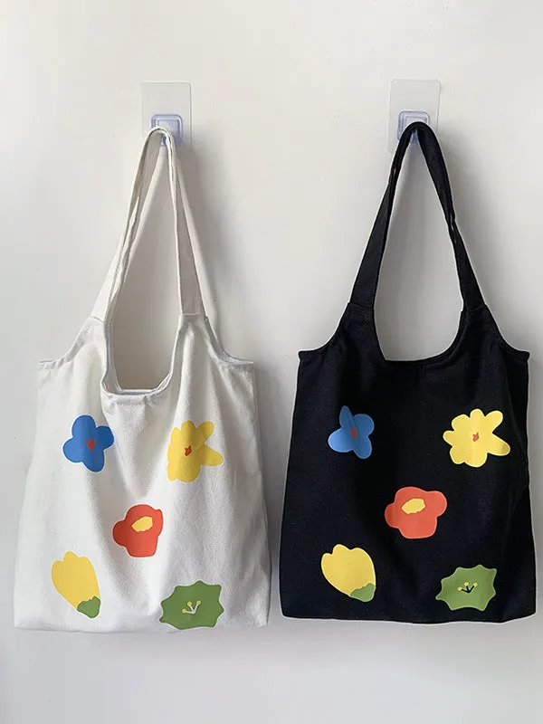 Flower Print Canvas Bag