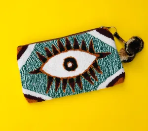 Fuzzy Wayuu Ojitos Wrislet Clutch