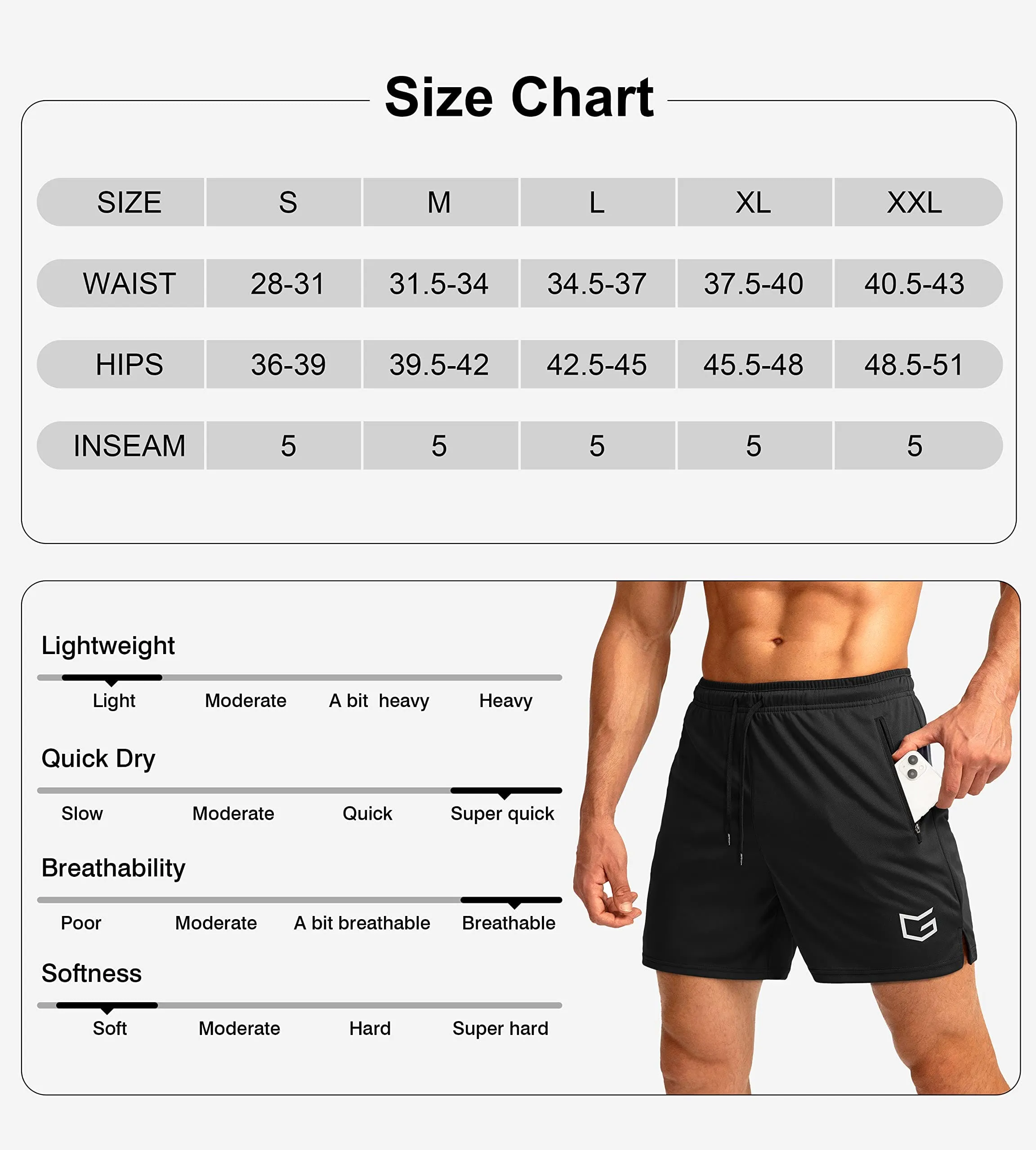 G Gradual Men's Running Shorts with Zipper Pockets Quick Dry Gym Athletic Workout 5" Shorts for Men (Orange)
