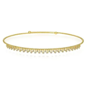 Gabriel & Co. - NK6208Y45JJ - 11.5" With 2" Extension 14K Yellow Gold Bujukan Beaded Choker Necklace with Bezel Set Diamond Clusters