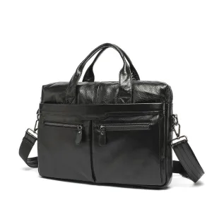 Genuine Leather Laptop Bag, Top Grain Leather Messenger, Men's Leather Briefcase