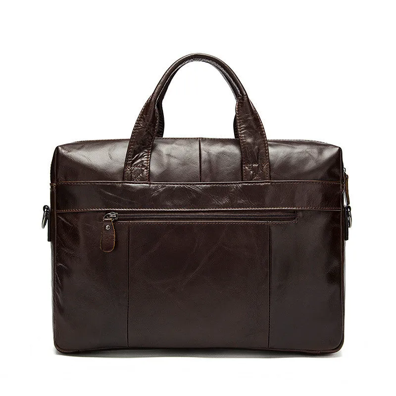 Genuine Leather Laptop Bag, Top Grain Leather Messenger, Men's Leather Briefcase