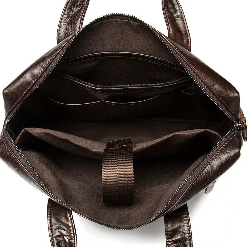 Genuine Leather Laptop Bag, Top Grain Leather Messenger, Men's Leather Briefcase