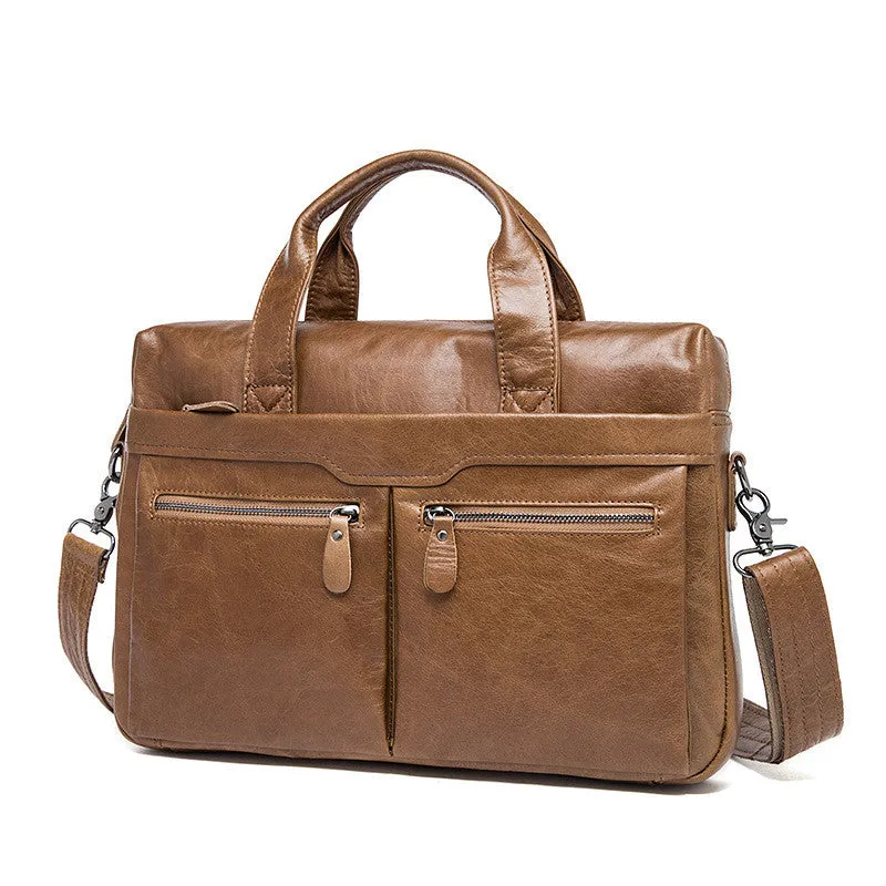Genuine Leather Laptop Bag, Top Grain Leather Messenger, Men's Leather Briefcase
