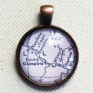 Glasgow Montana Vintage Map Pendant
