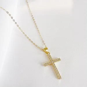 Gold Filled Cz Cross Necklace