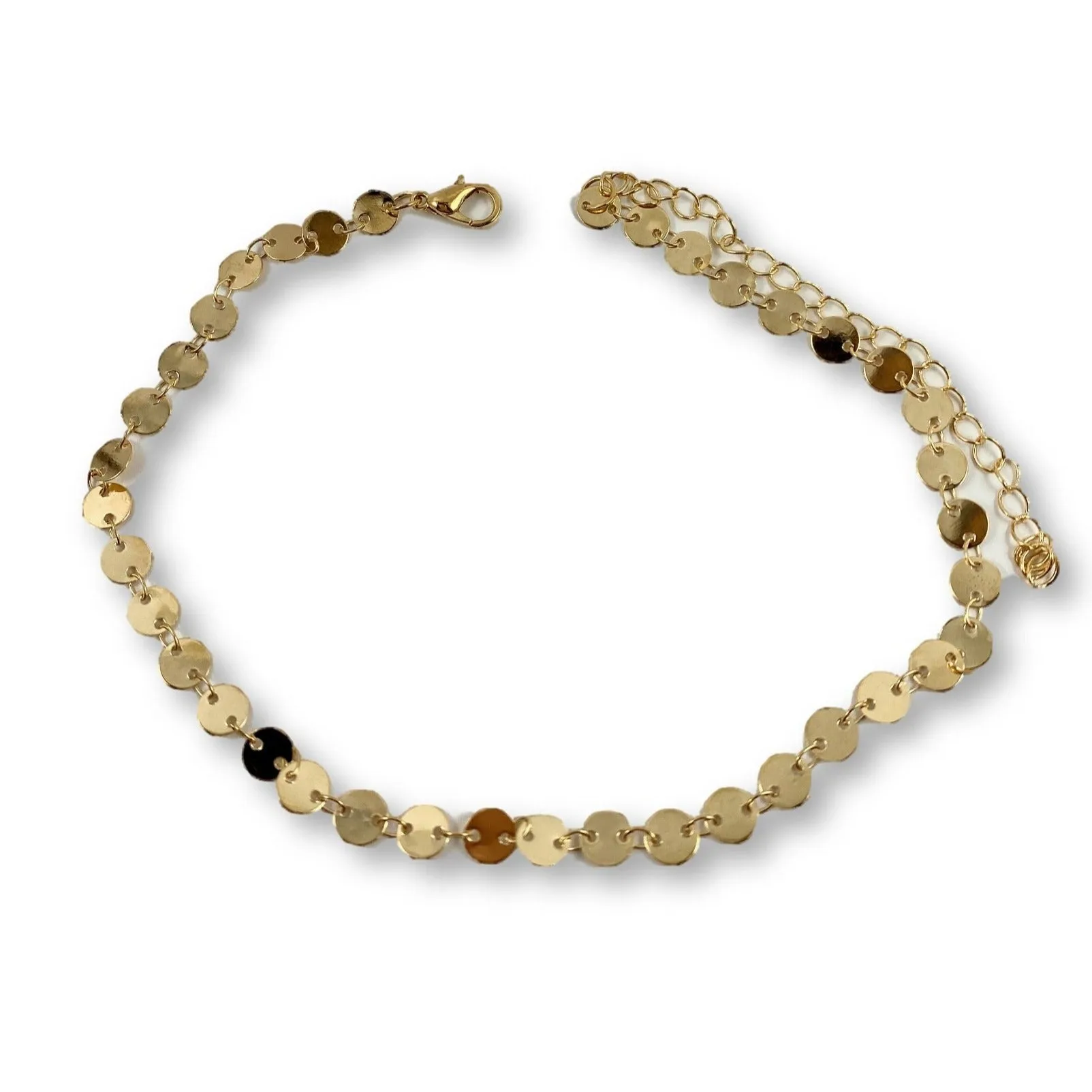 Gold Sequin Coin Disk Choker Necklace