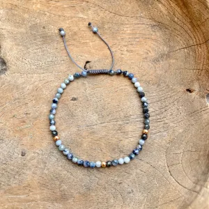 Gold -Sodalite Adjustable Beaded Bracelet