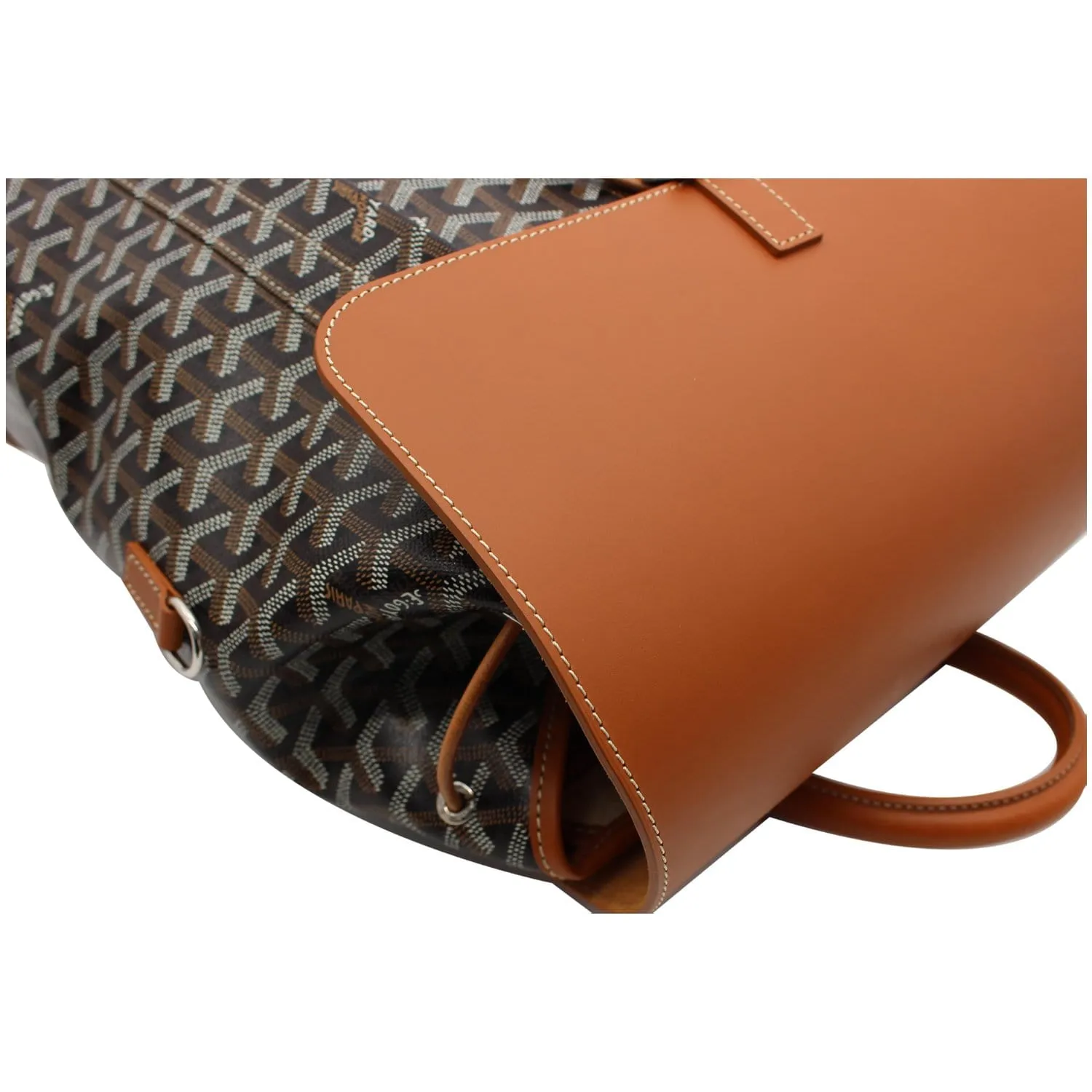 GOYARD Alpin MM Goyardine Canvas Leather Backpack Bag Tan