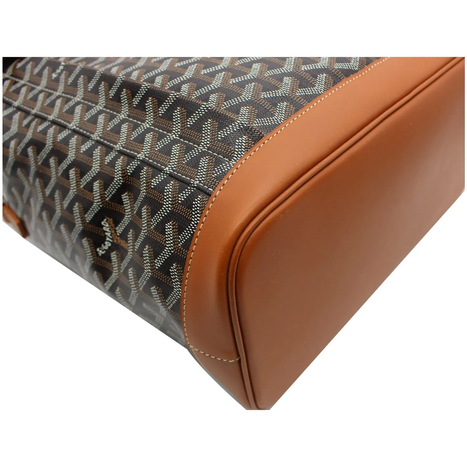 GOYARD Alpin MM Goyardine Canvas Leather Backpack Bag Tan