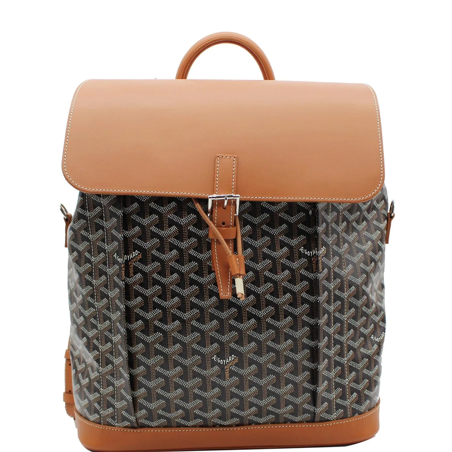 GOYARD Alpin MM Goyardine Canvas Leather Backpack Bag Tan