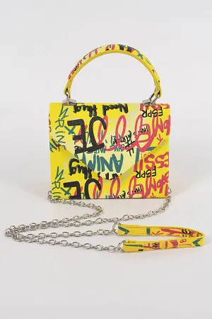 Graffiti Handle Clutch- Yellow