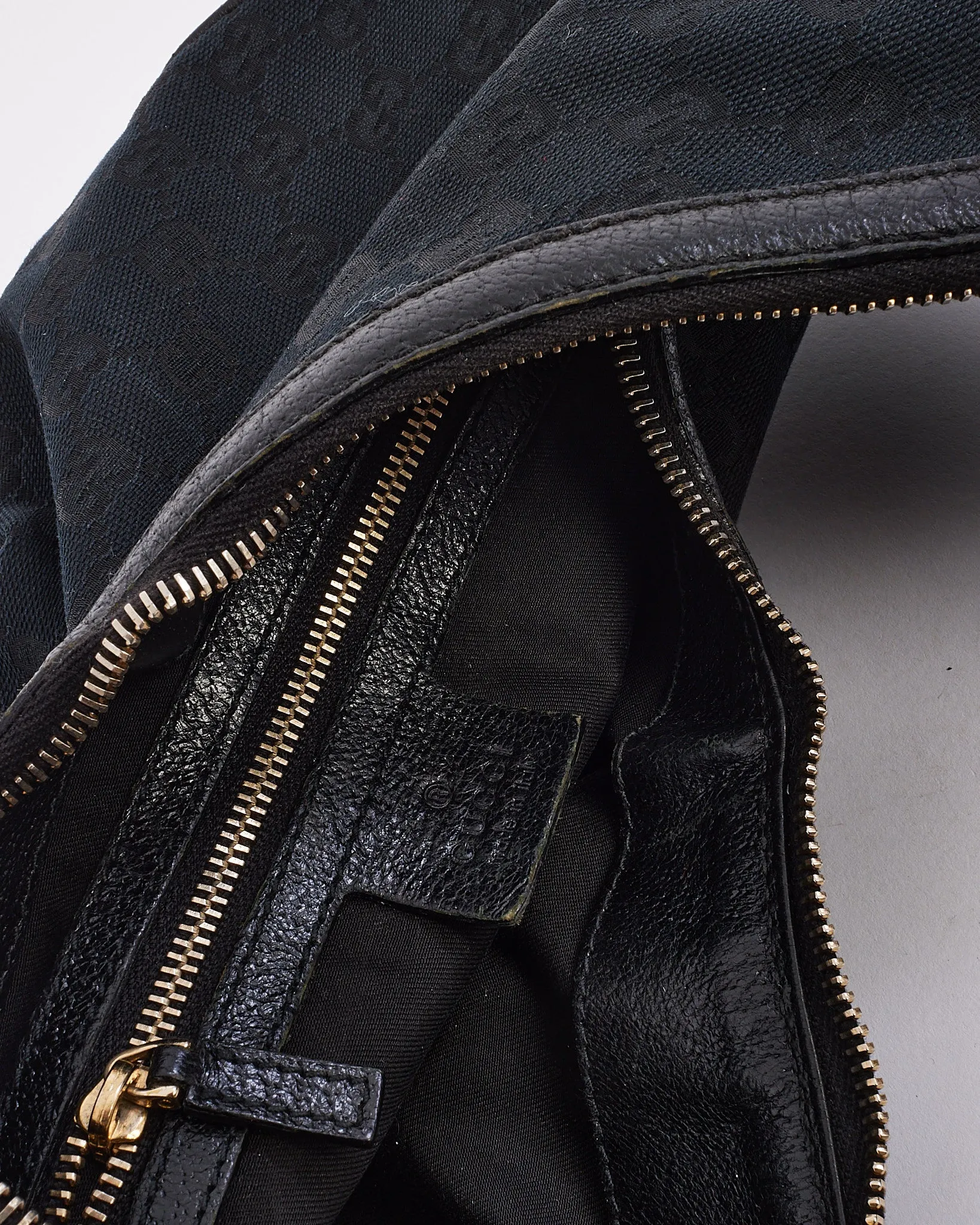 Gucci Black Canvas Guccissima Bamboo Shoulder Bag