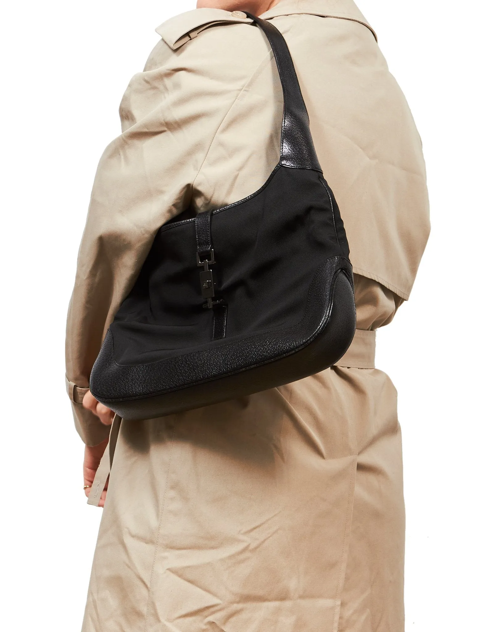 Gucci Black Canvas Jackie Hobo Shoulder Bag