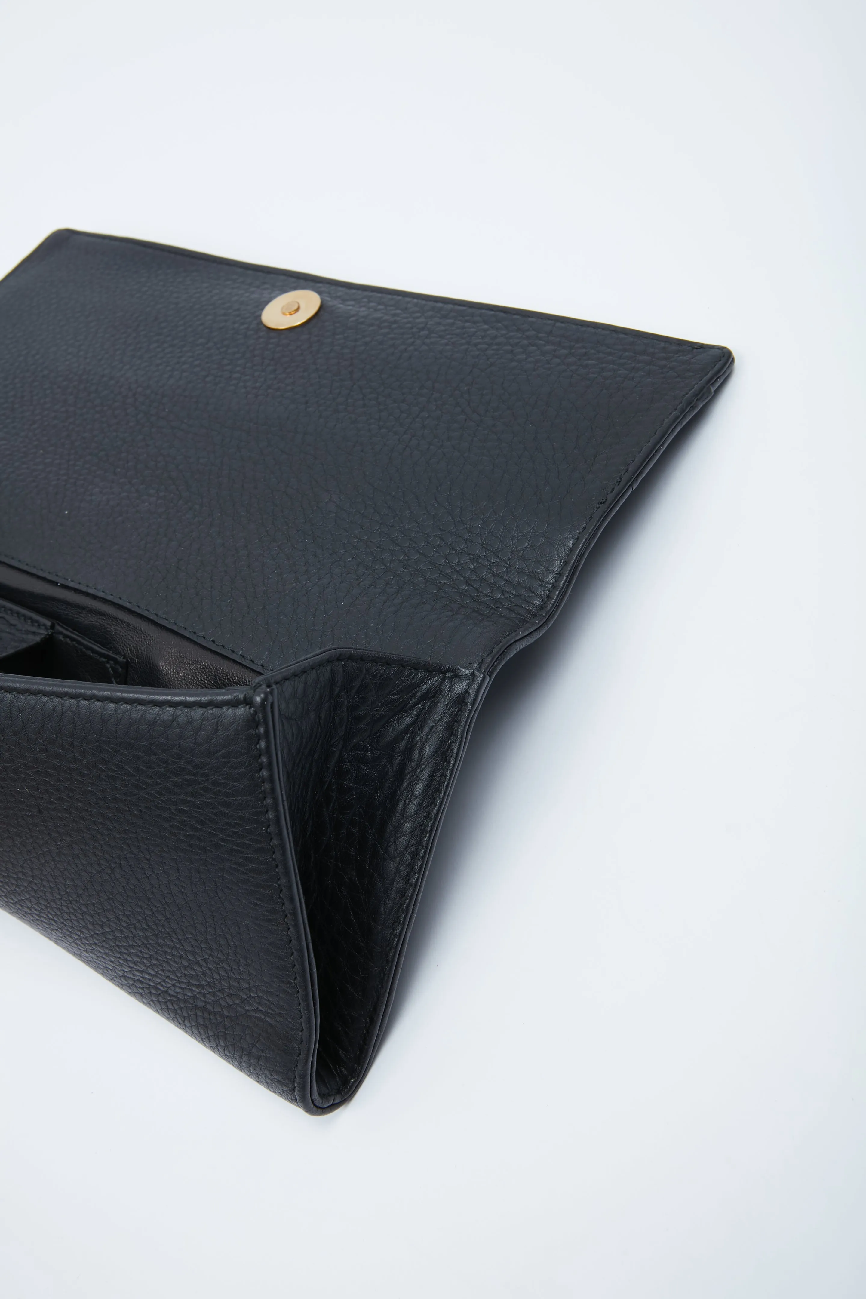 Gucci Black Pebbled Leather Romy Clutch