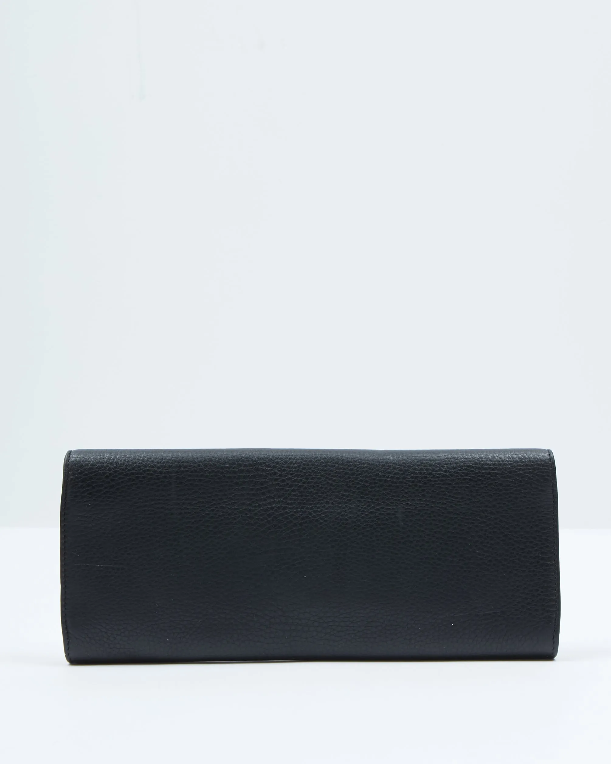 Gucci Black Pebbled Leather Romy Clutch