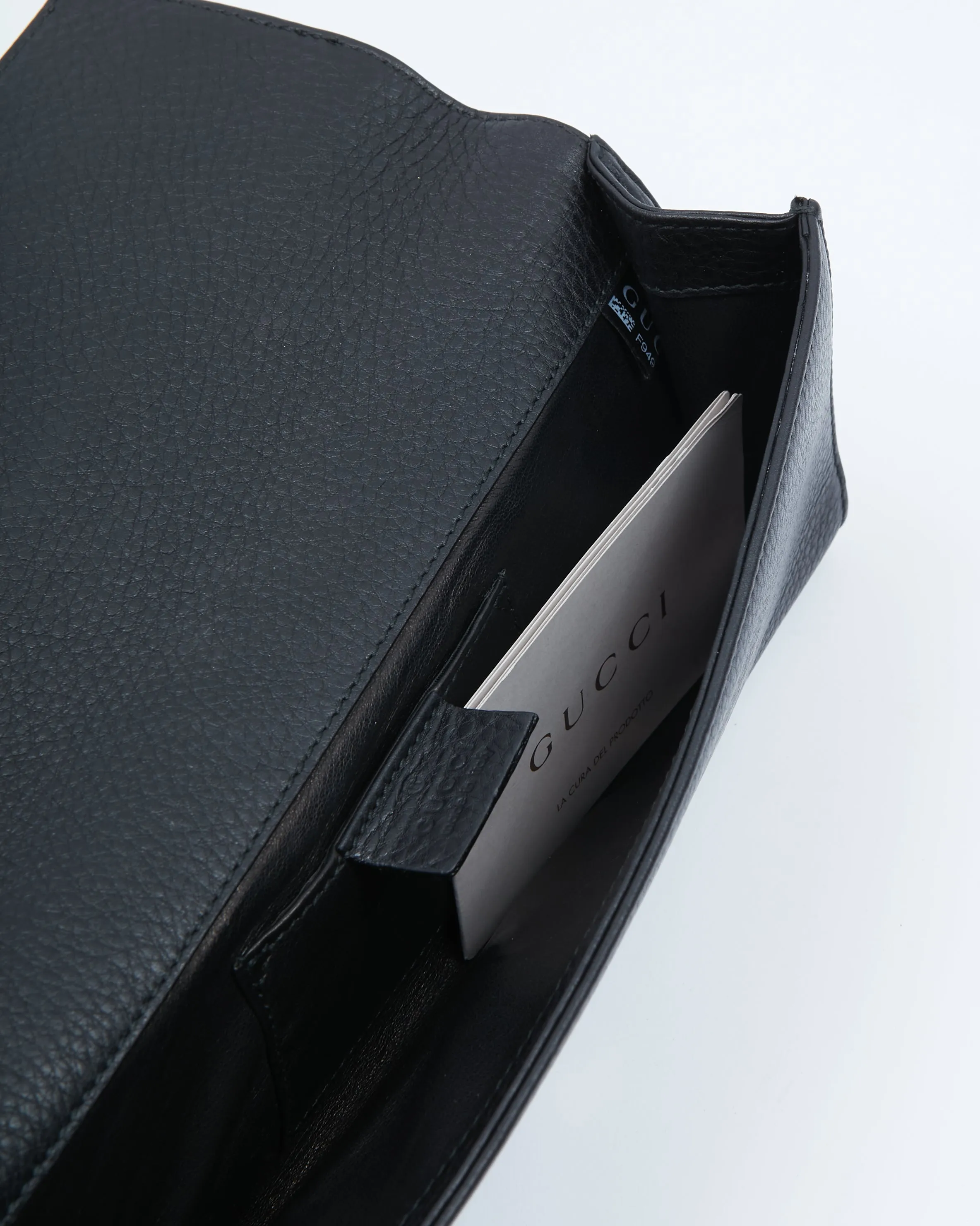 Gucci Black Pebbled Leather Romy Clutch