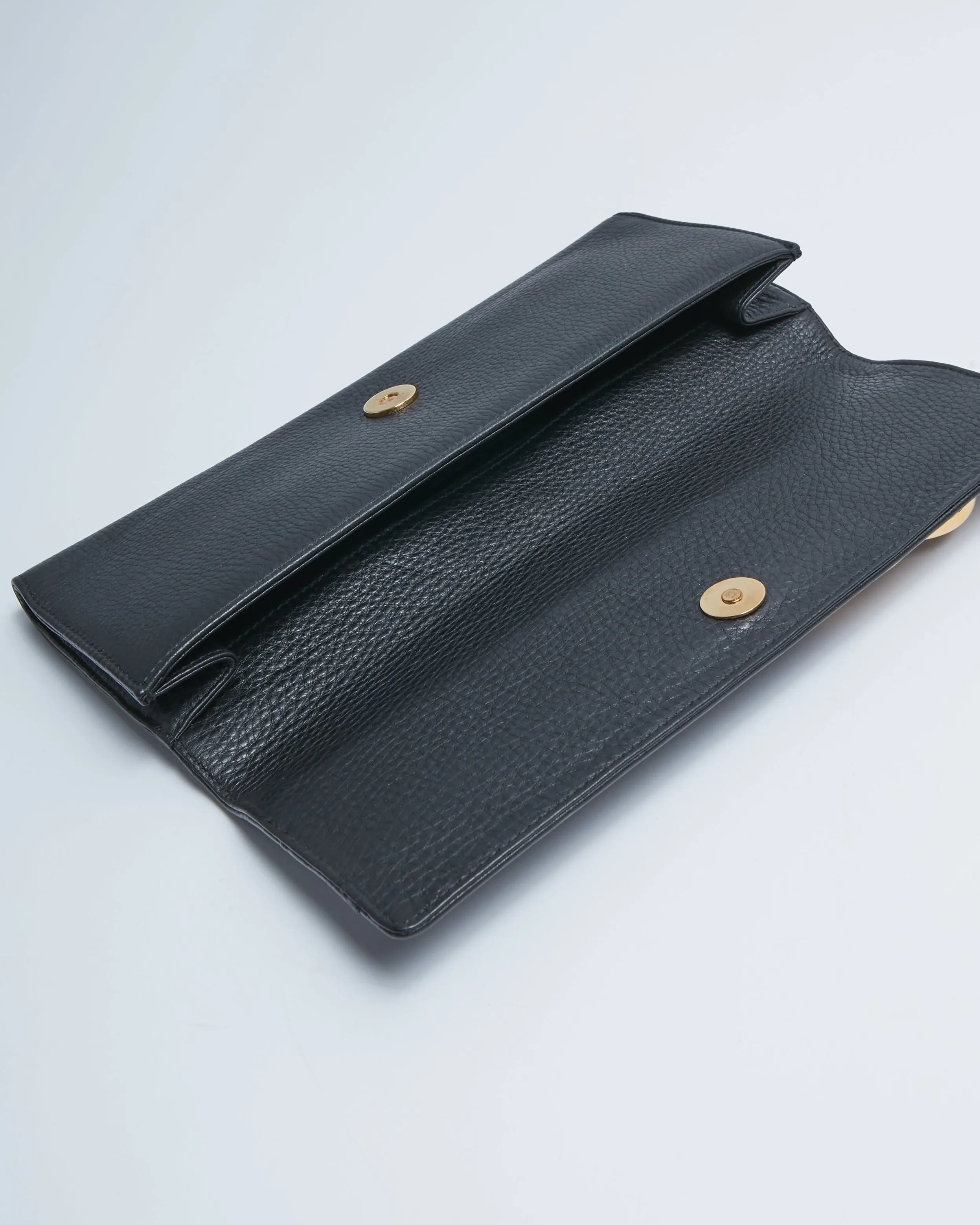 Gucci Black Pebbled Leather Romy Clutch