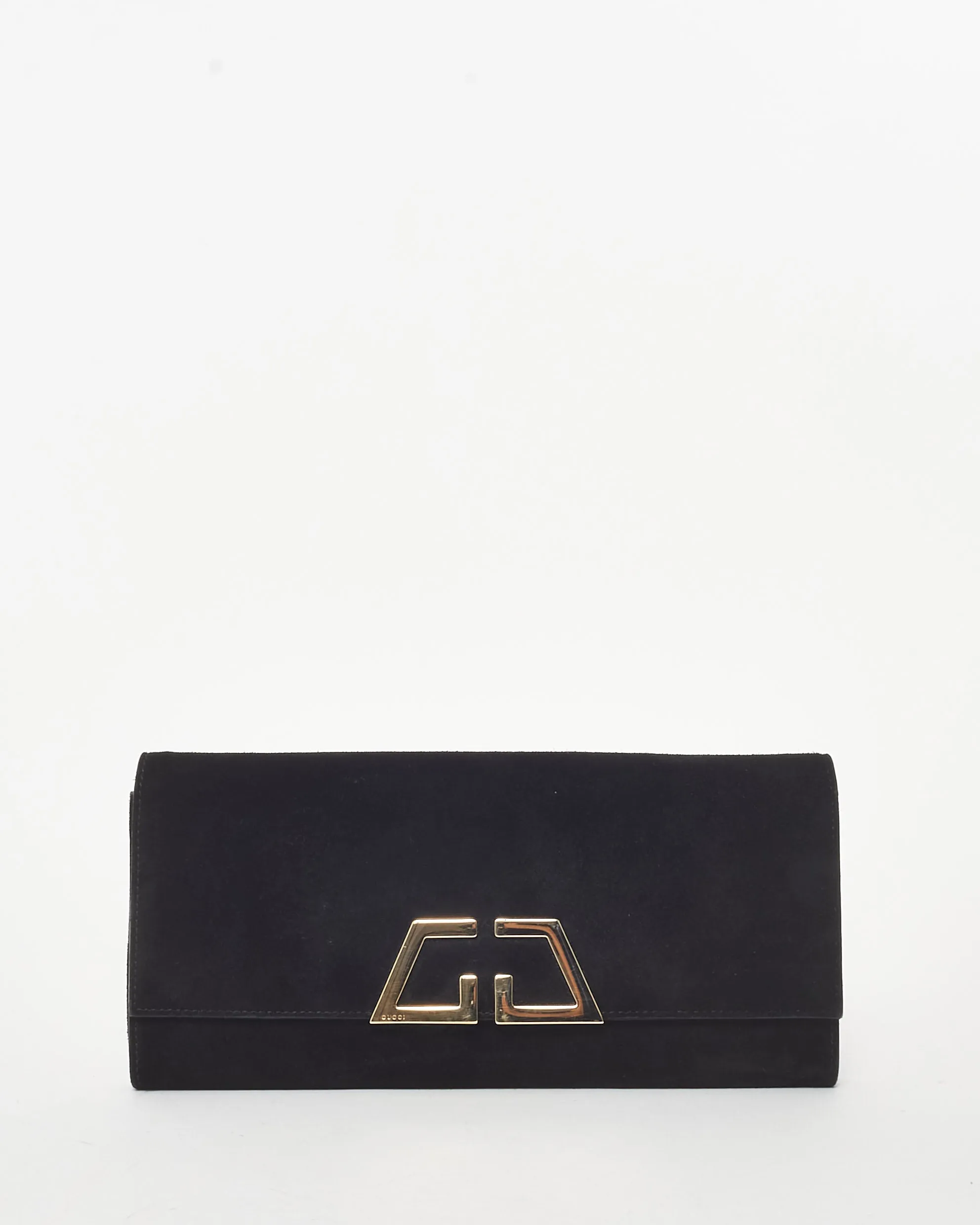 Gucci Black Suede G Night Logo Clutch Bag SHW