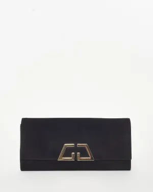 Gucci Black Suede G Night Logo Clutch Bag SHW