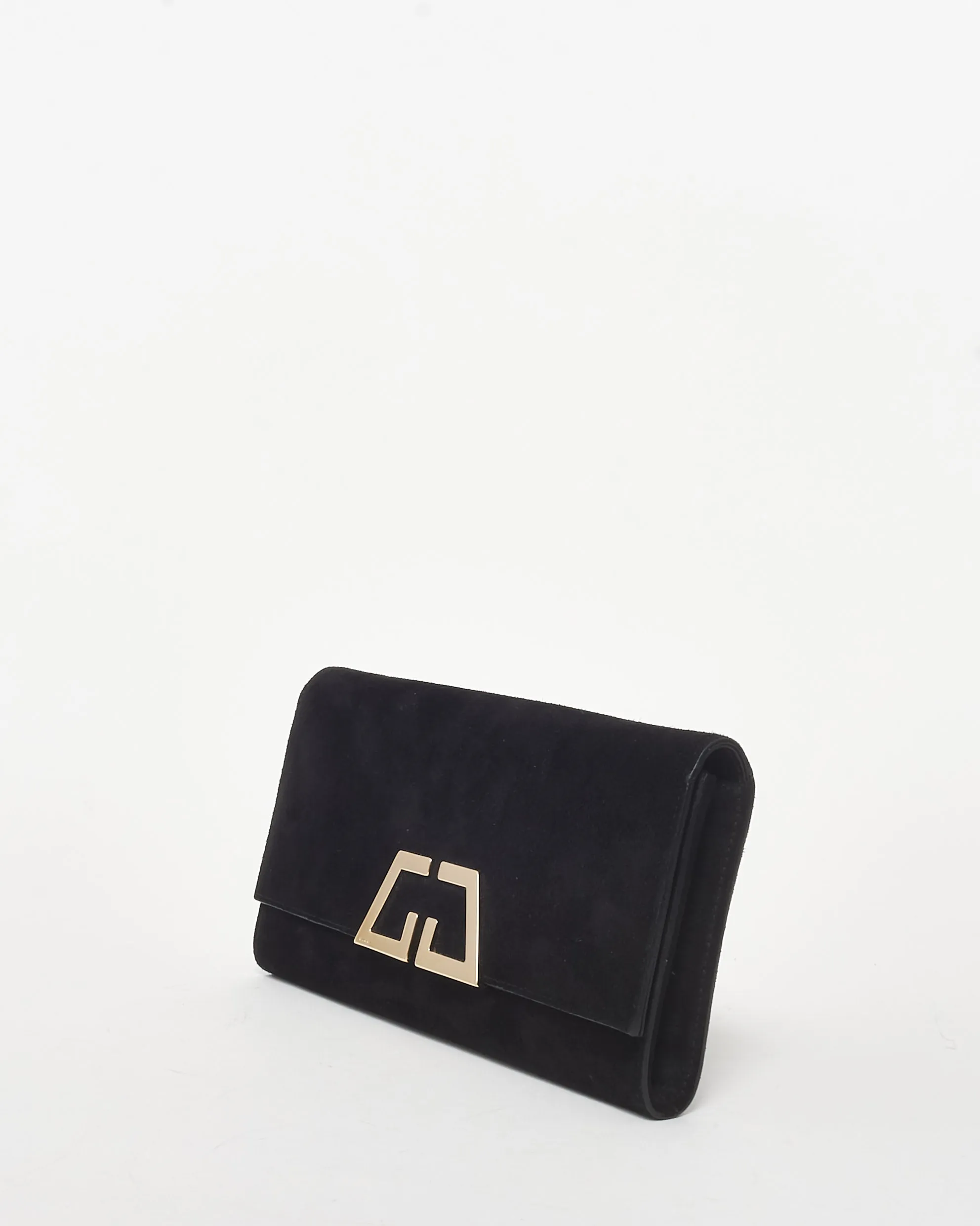 Gucci Black Suede G Night Logo Clutch Bag SHW