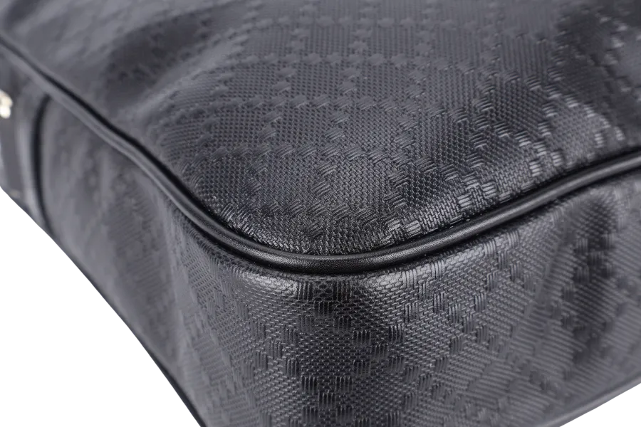 GUCCI DIAMANTE BRIEFCASE BLACK LEATHER 000926 WITH KEYS & LOCK AND DUST COVER