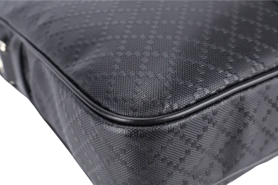 GUCCI DIAMANTE BRIEFCASE BLACK LEATHER 000926 WITH KEYS & LOCK AND DUST COVER