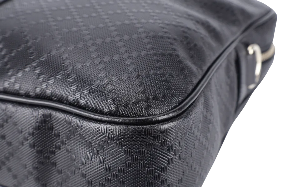 GUCCI DIAMANTE BRIEFCASE BLACK LEATHER 000926 WITH KEYS & LOCK AND DUST COVER