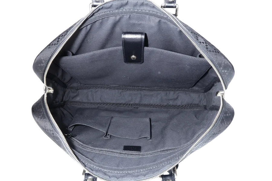 GUCCI DIAMANTE BRIEFCASE BLACK LEATHER 000926 WITH KEYS & LOCK AND DUST COVER