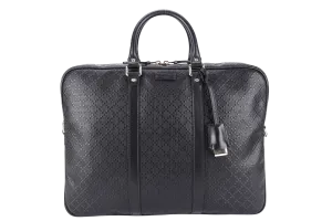 GUCCI DIAMANTE BRIEFCASE BLACK LEATHER 000926 WITH KEYS & LOCK AND DUST COVER