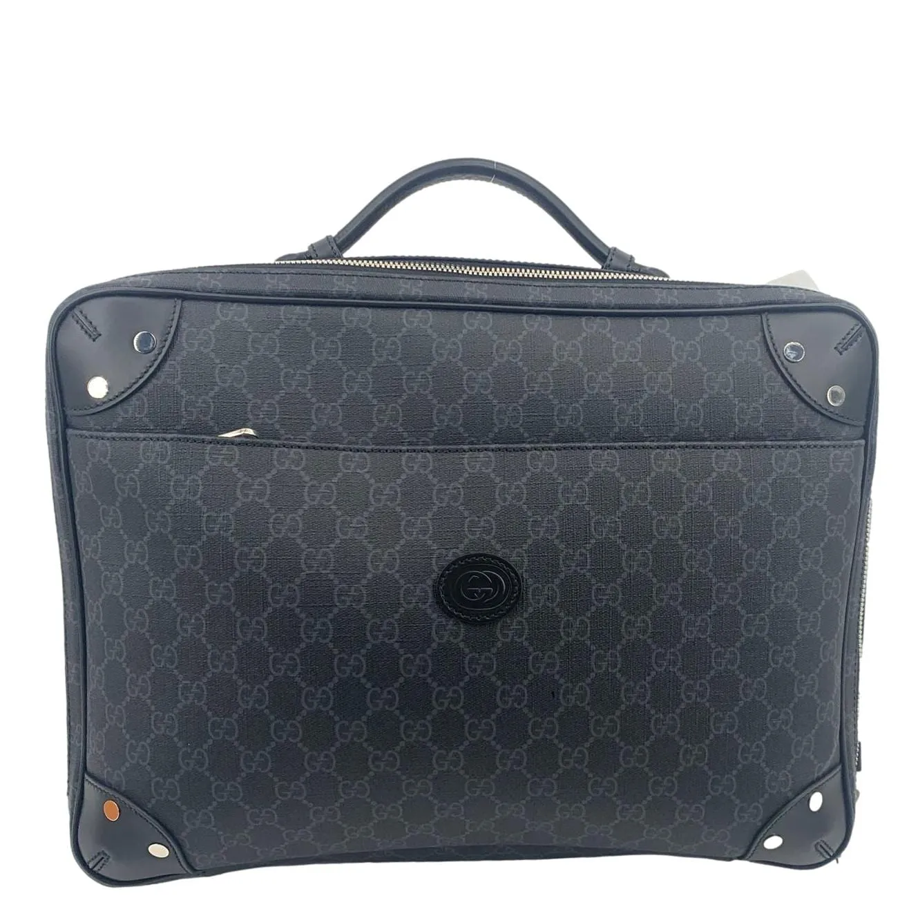 GUCCI GG Briefcase Supreme Canvas Backpack Bag Black 658543