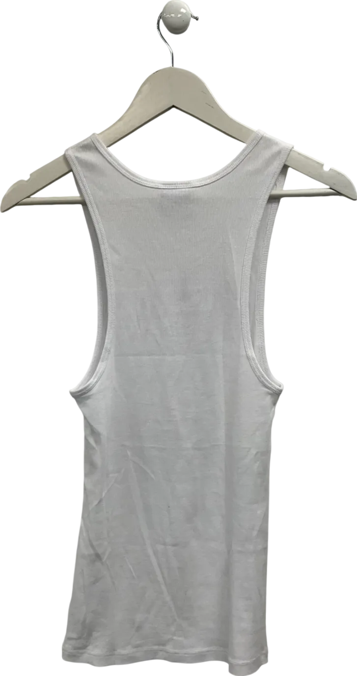 gymshark White Ribbed Tank Top UK M