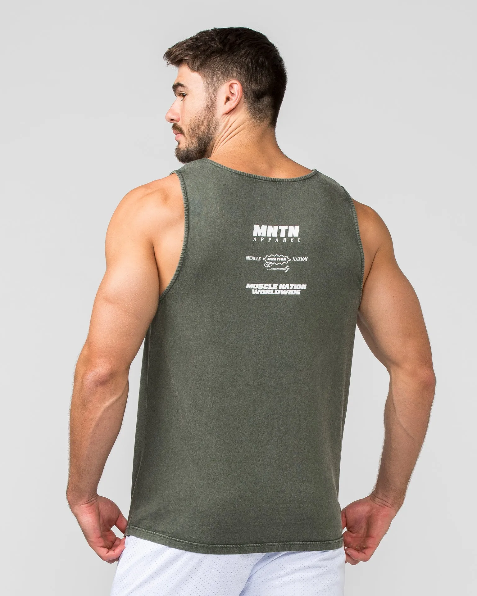 H-Back Represent Tank - Washed Dark Khaki
